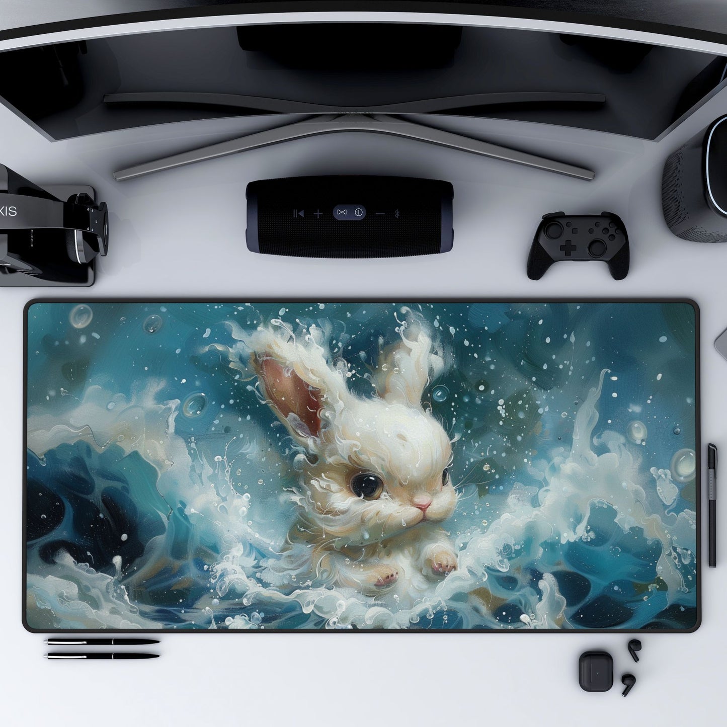 Sea Bunny Desk Mat, Mouse Pad, Gaming Playmat
