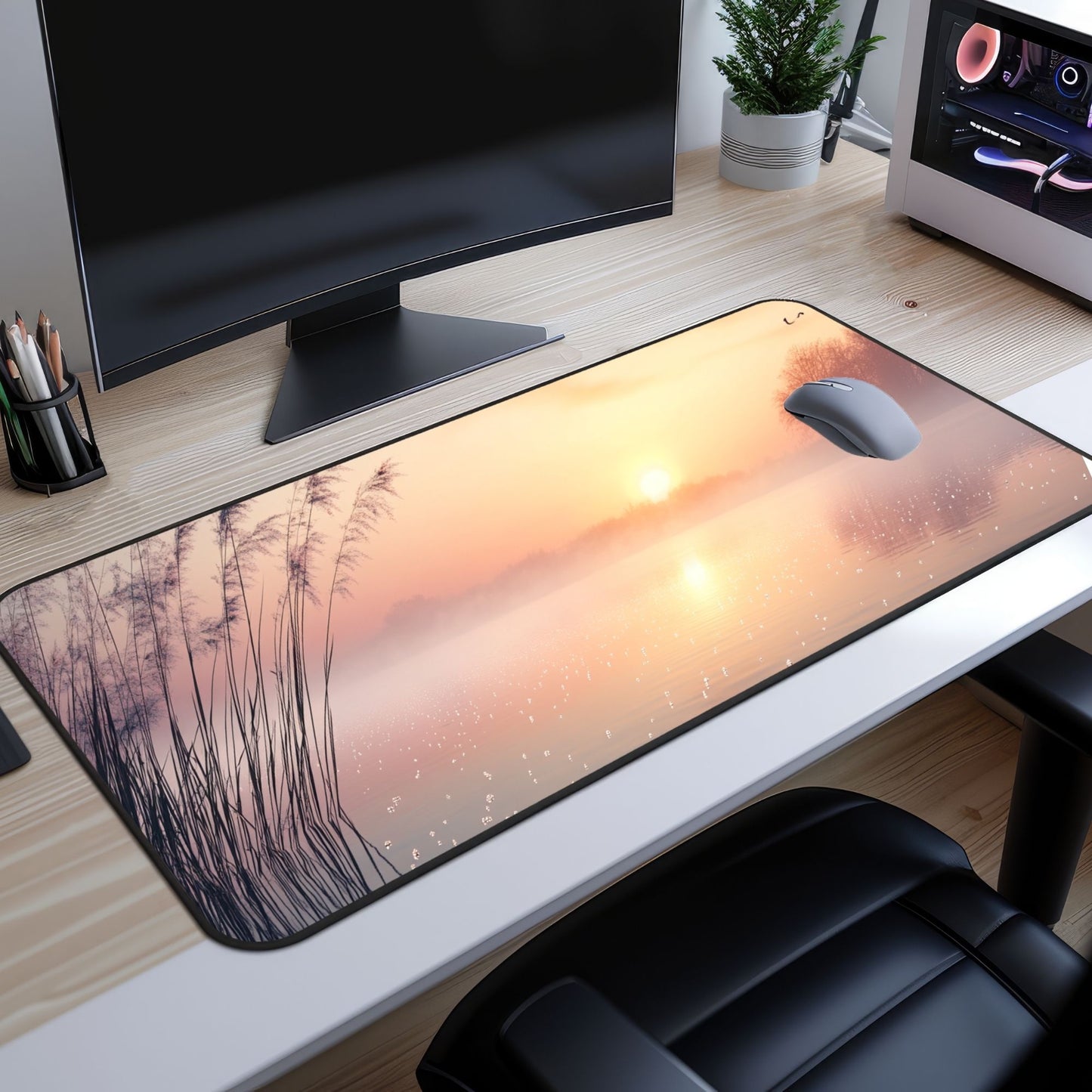 Sunrise on the Lake Desk Mat, Mouse Pad, Gaming Playmat