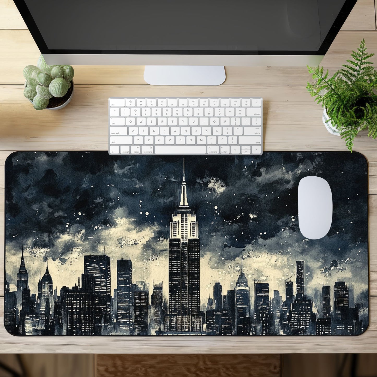 New York Noir Cityscape Desk Mat, Mouse Pad, Gaming Mat