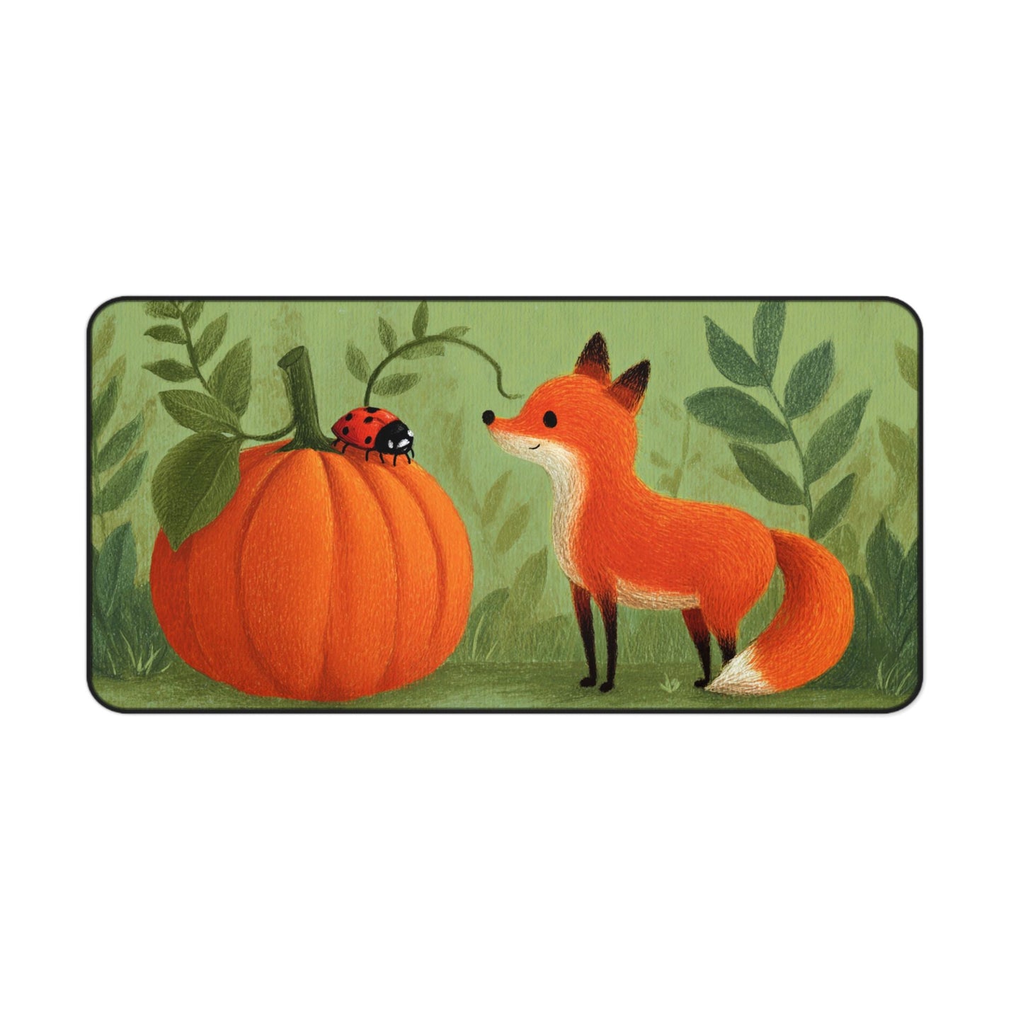 Fox and the Pumpkin Desk Mat, Mouse Pad, Gaming Playmat