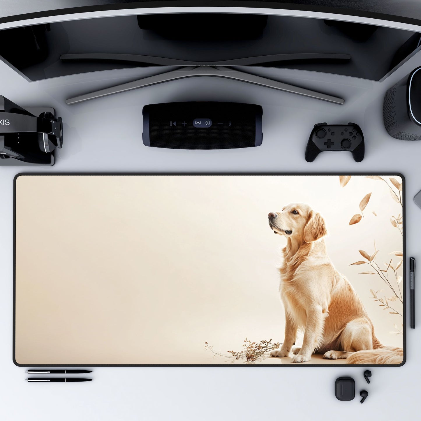 Golden Retriever Desk Mat, Mouse Pad, Gaming Mat