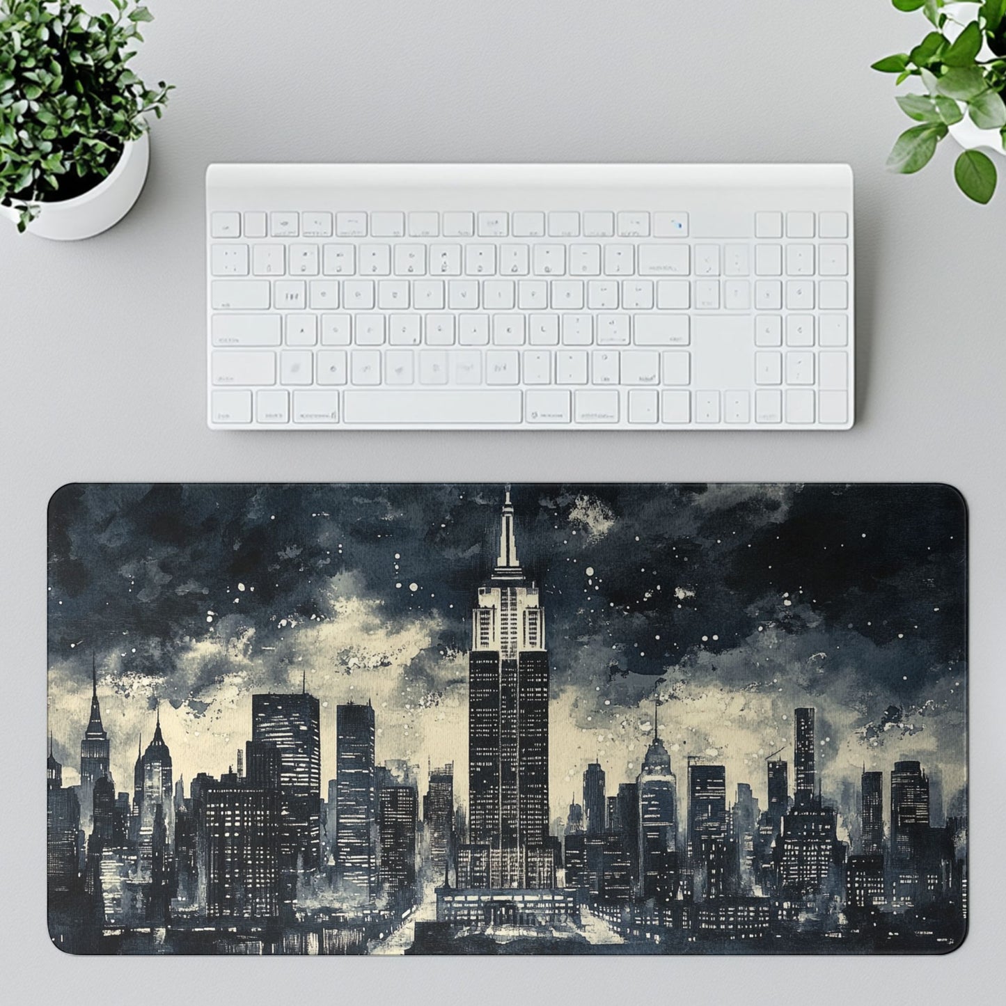 New York Noir Cityscape Desk Mat, Mouse Pad, Gaming Mat