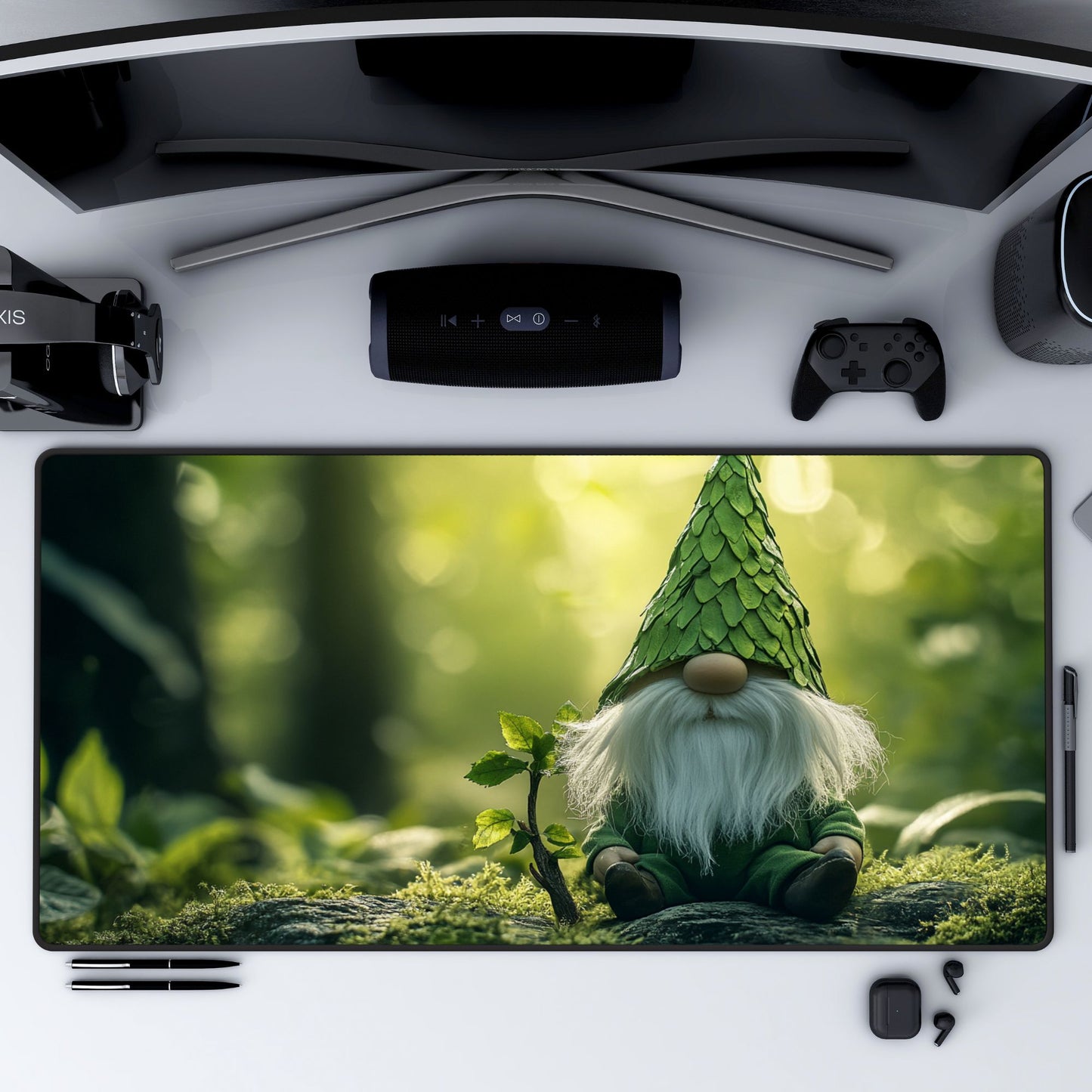 Woodland Gnome Desk Mat, Mouse Pad, Gaming Playmat