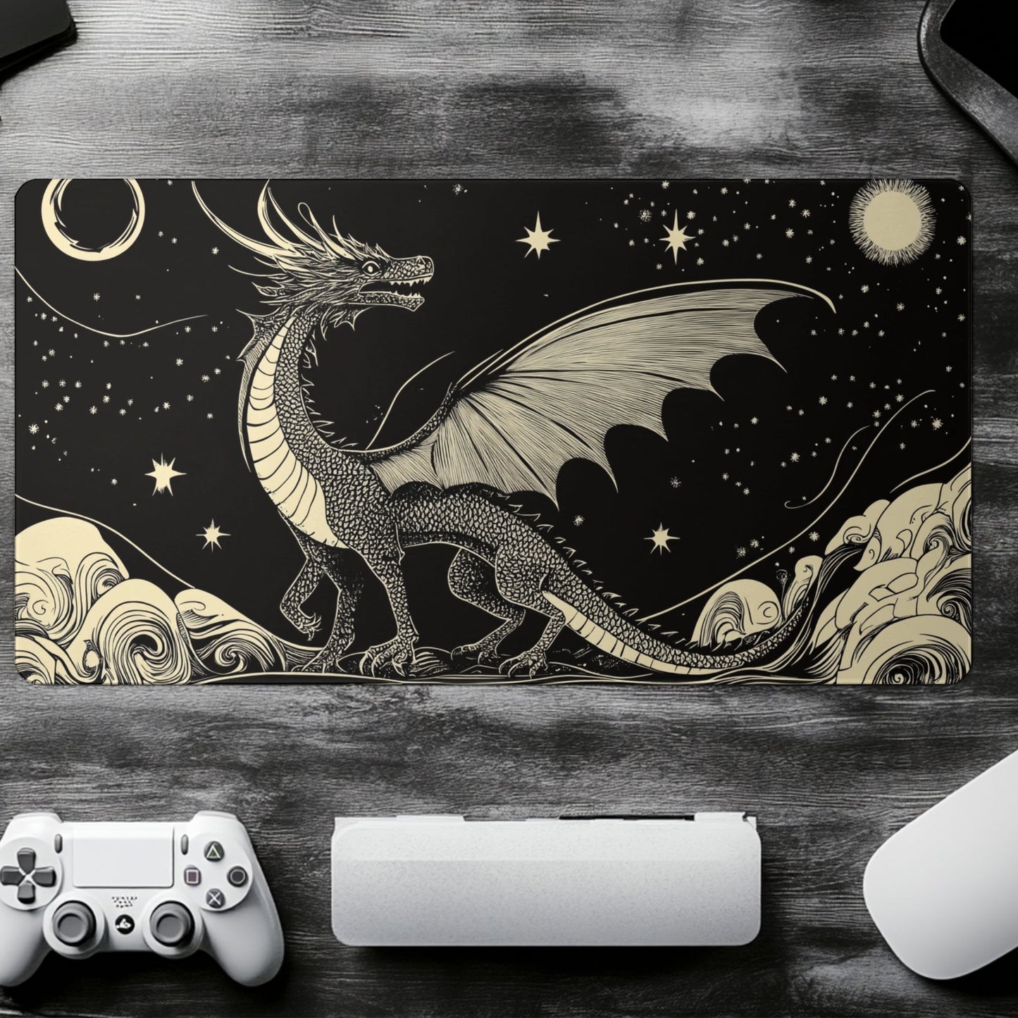 Celestial Dragon Desk Mat, Mouse Pad, Gaming Mat