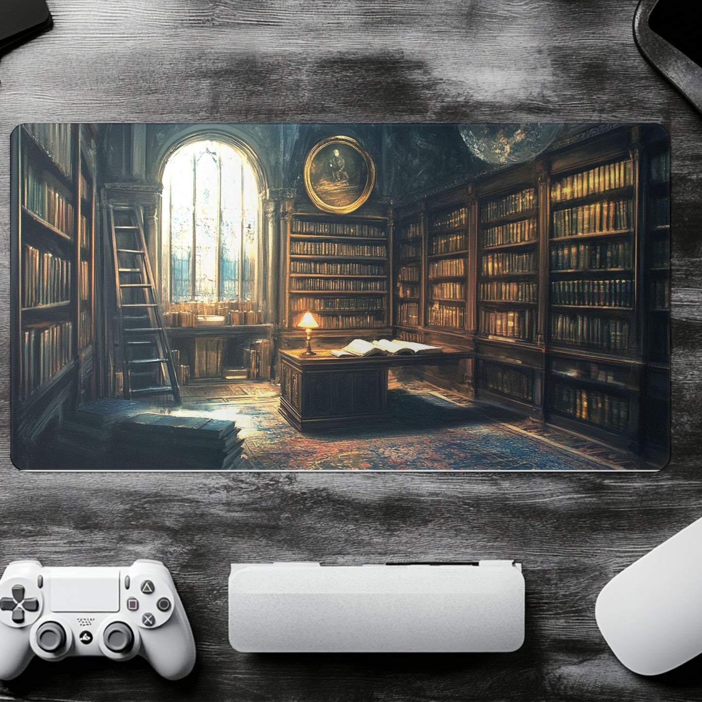 Dark Academia Library Desk Mat, Mouse Pad, Gaming Playmat