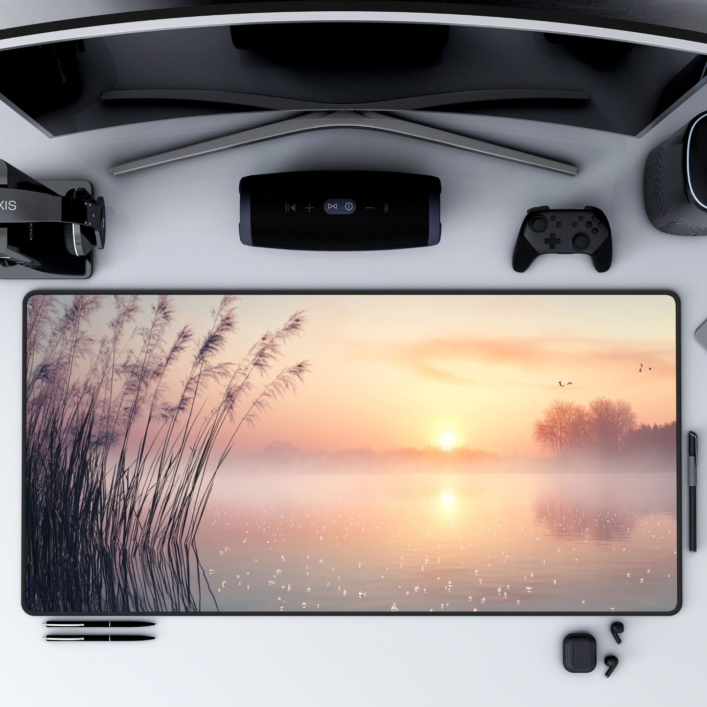 Sunrise on the Lake Desk Mat, Mouse Pad, Gaming Playmat