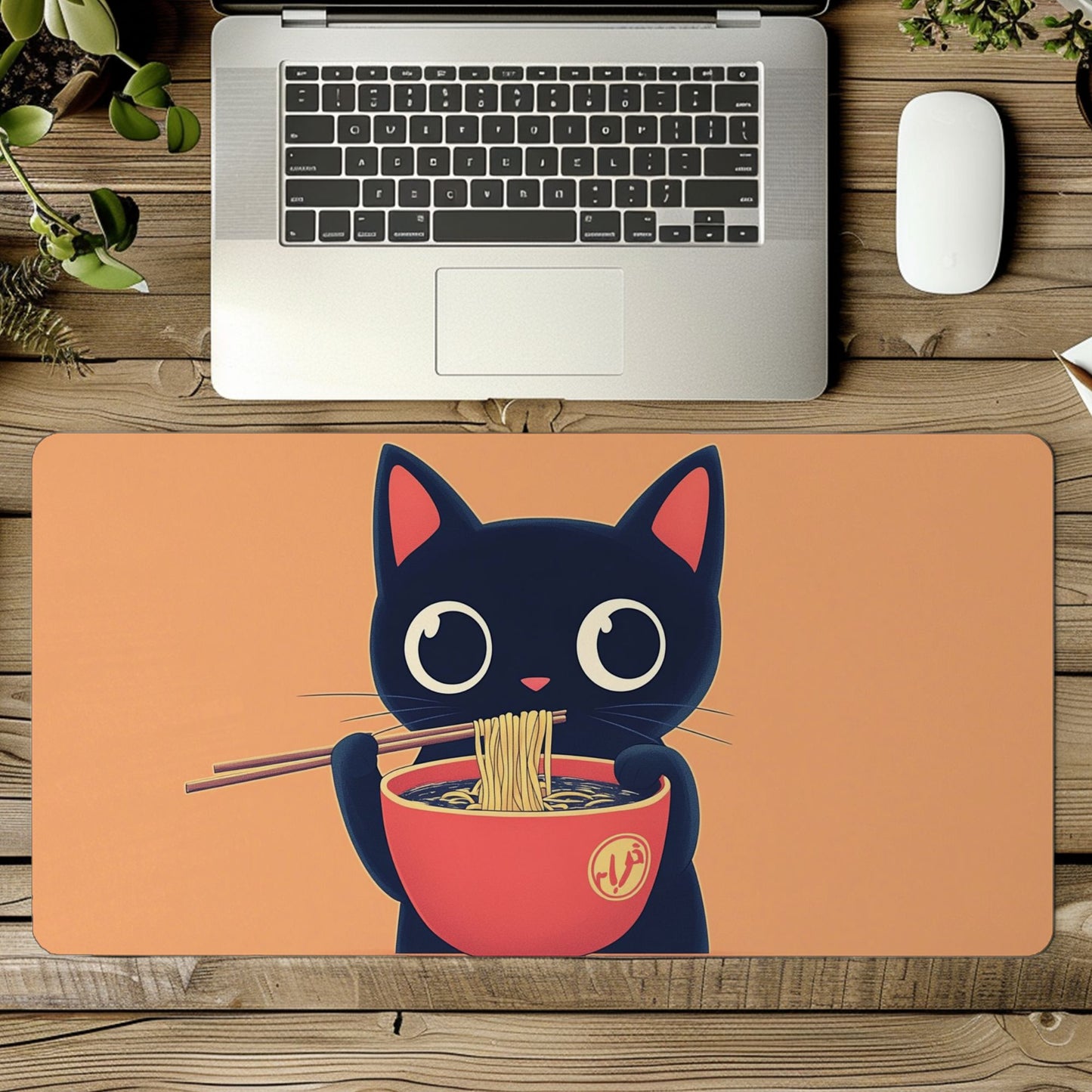 Kawaii Ramen Cat Desk Mat, Mouse Pad, Gaming Playmat
