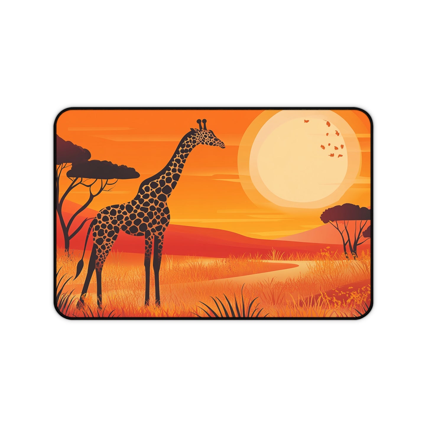 Folk Art Giraffe on the African Savanna, Desk Mat, Mouse Pad, Gaming Playmat