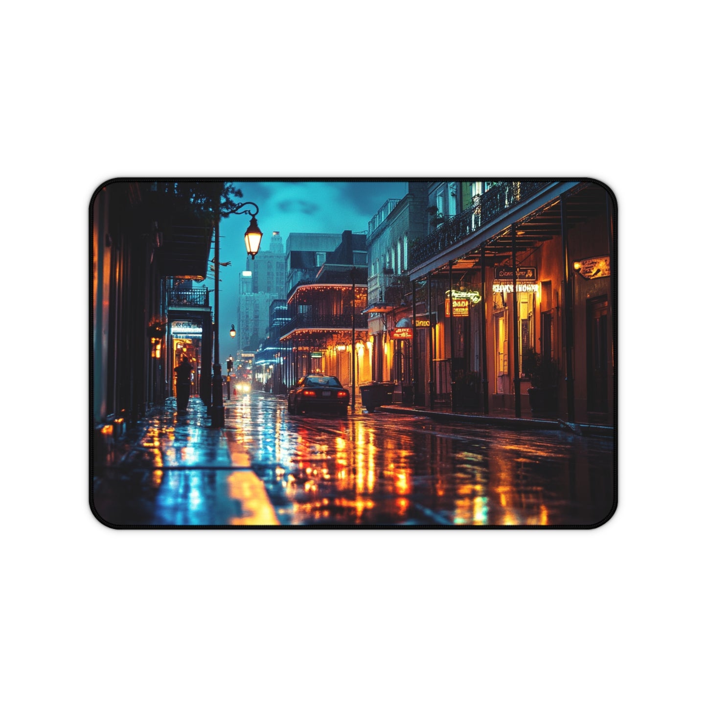 New Orleans City Art Desk Mat, French Quarter Mouse Pad, Rue Bourbon Gaming Playmat