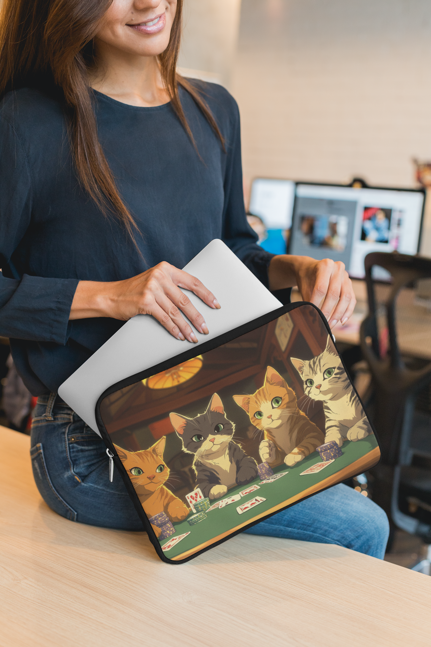 Cats Playing Poker Laptop and Tablet Sleeve / Bag / Case