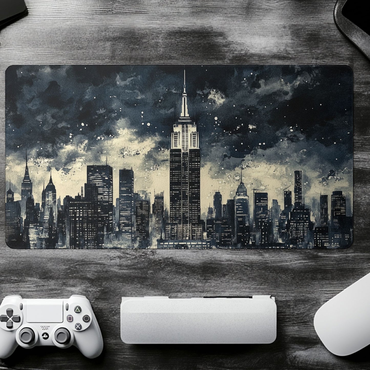 New York Noir Cityscape  Desk Mat, Mouse Pad, Gaming Mat