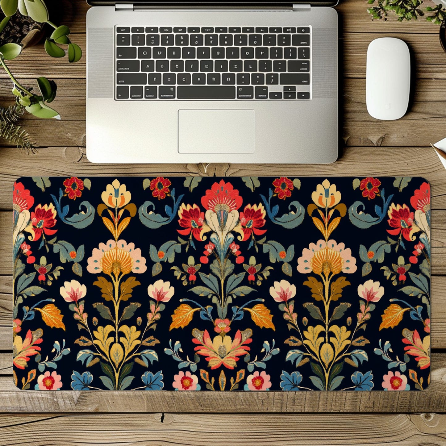 Dark Floral Desk Mat, Mouse Pad, Gaming Mat