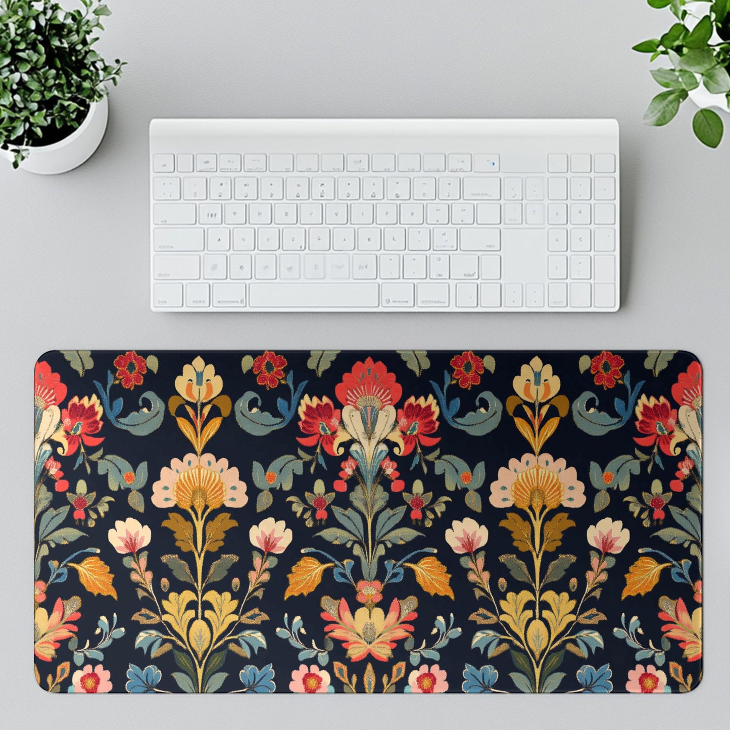Dark Floral Desk Mat, Mouse Pad, Gaming Mat