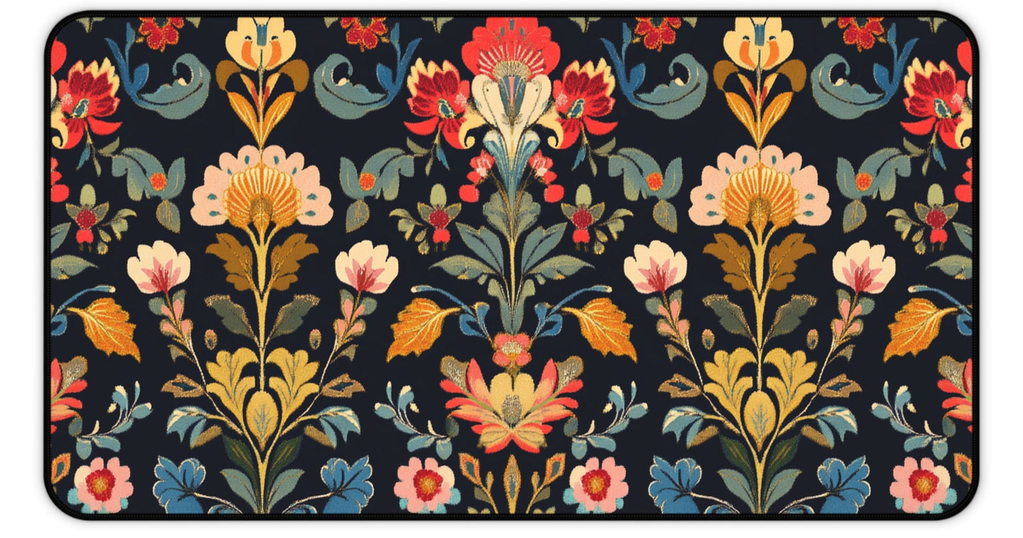 Dark Floral Desk Mat, Mouse Pad, Gaming Mat