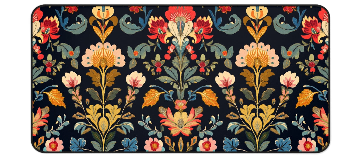 Dark Floral Desk Mat, Mouse Pad, Gaming Mat