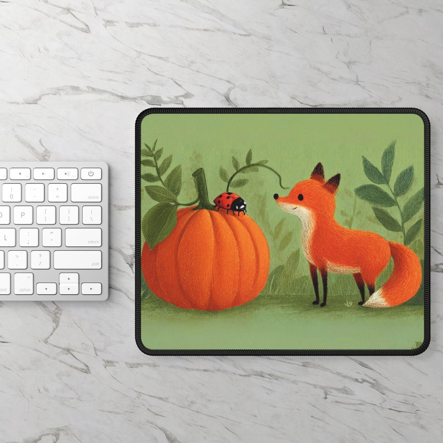 Fox and the Pumpkin Desk Mat, Mouse Pad, Gaming Playmat