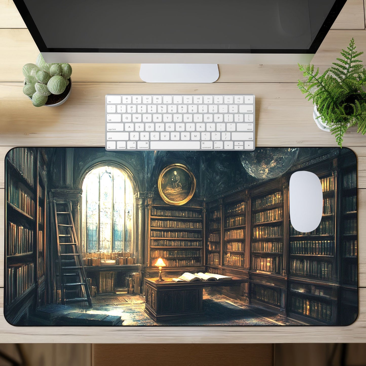 Dark Academia Library Desk Mat, Mouse Pad, Gaming Playmat