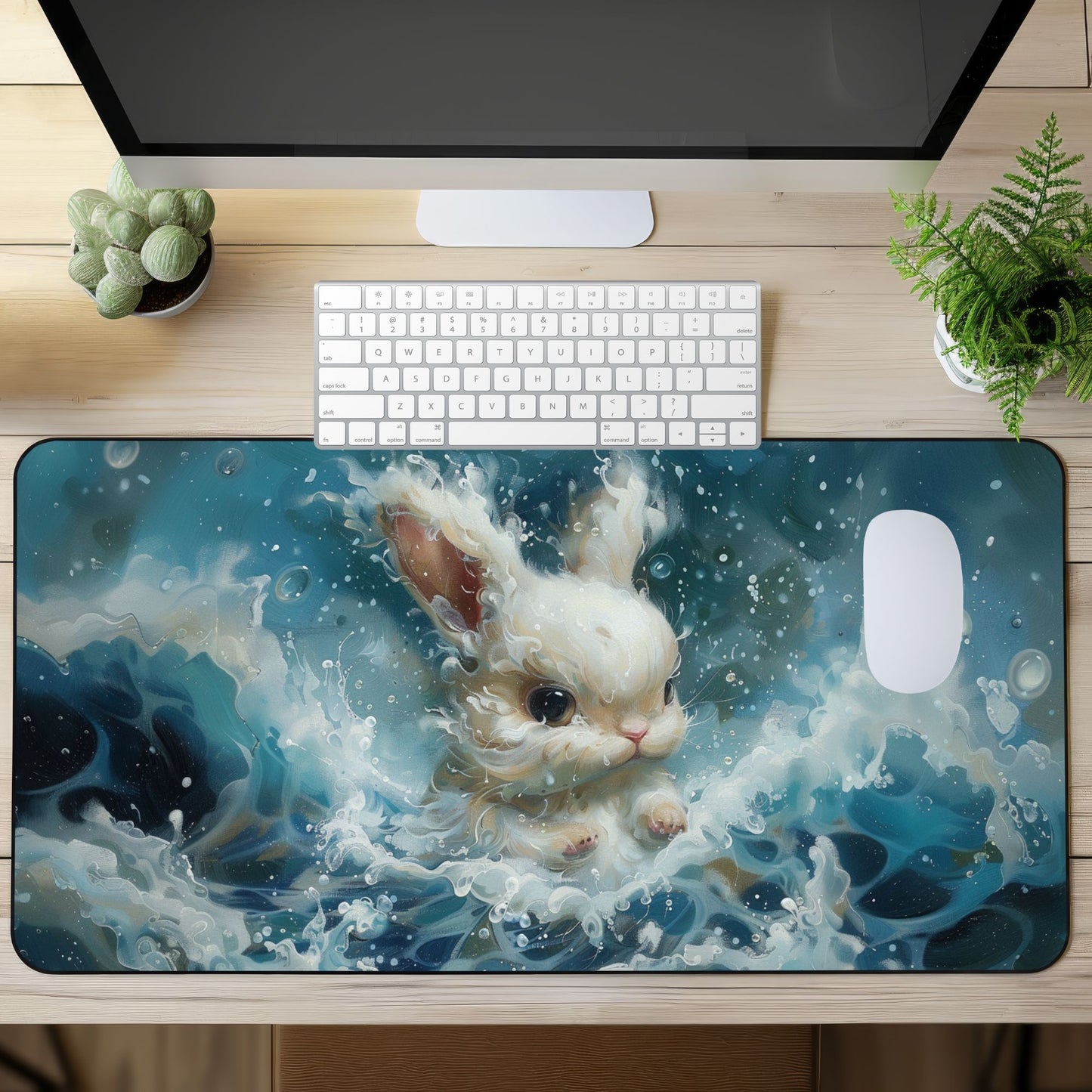 Sea Bunny Desk Mat, Mouse Pad, Gaming Playmat