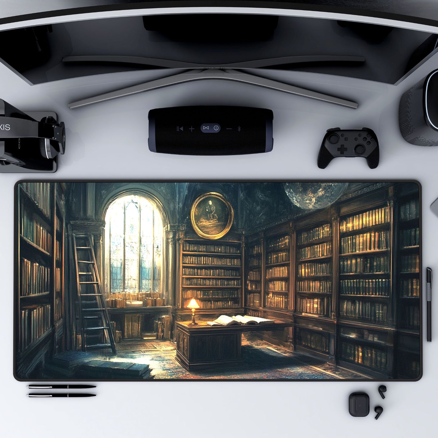 Dark Academia Library Desk Mat, Mouse Pad, Gaming Playmat
