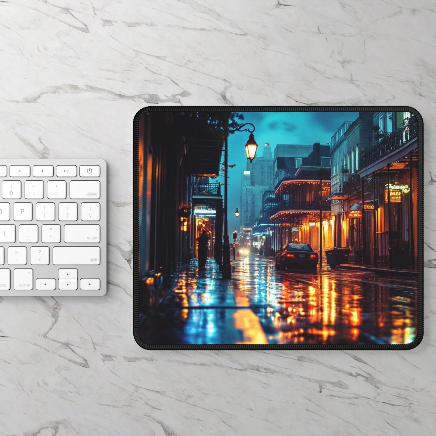 New Orleans City Art Desk Mat, French Quarter Mouse Pad, Rue Bourbon Gaming Playmat