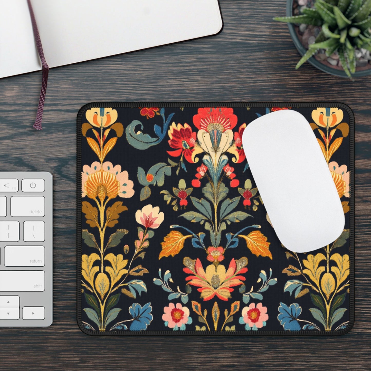 Dark Floral Desk Mat, Mouse Pad, Gaming Mat