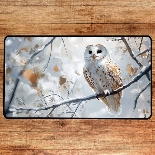 White Owl Desk Mat, Mouse Pad, Gaming Mat