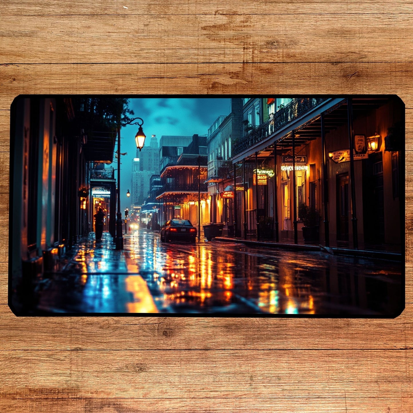 New Orleans City Art Desk Mat, French Quarter Mouse Pad, Rue Bourbon Gaming Playmat