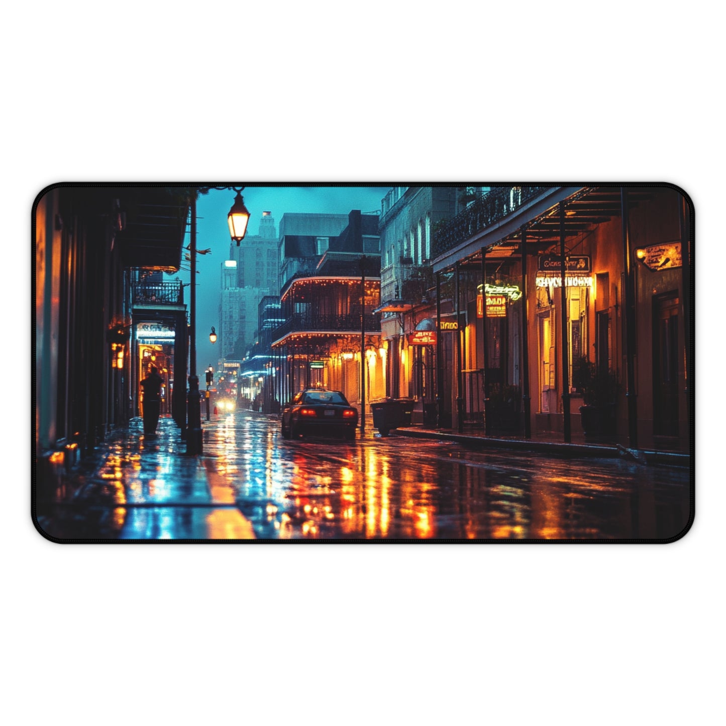 New Orleans City Art Desk Mat, French Quarter Mouse Pad, Rue Bourbon Gaming Playmat