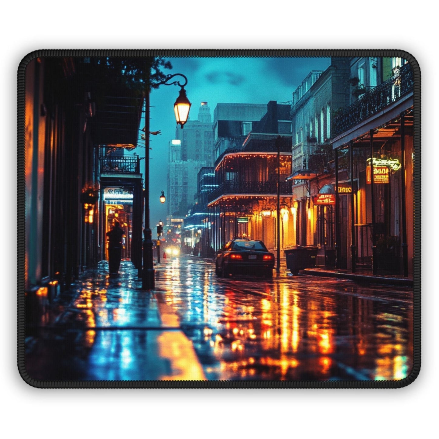 New Orleans City Art Desk Mat, French Quarter Mouse Pad, Rue Bourbon Gaming Playmat