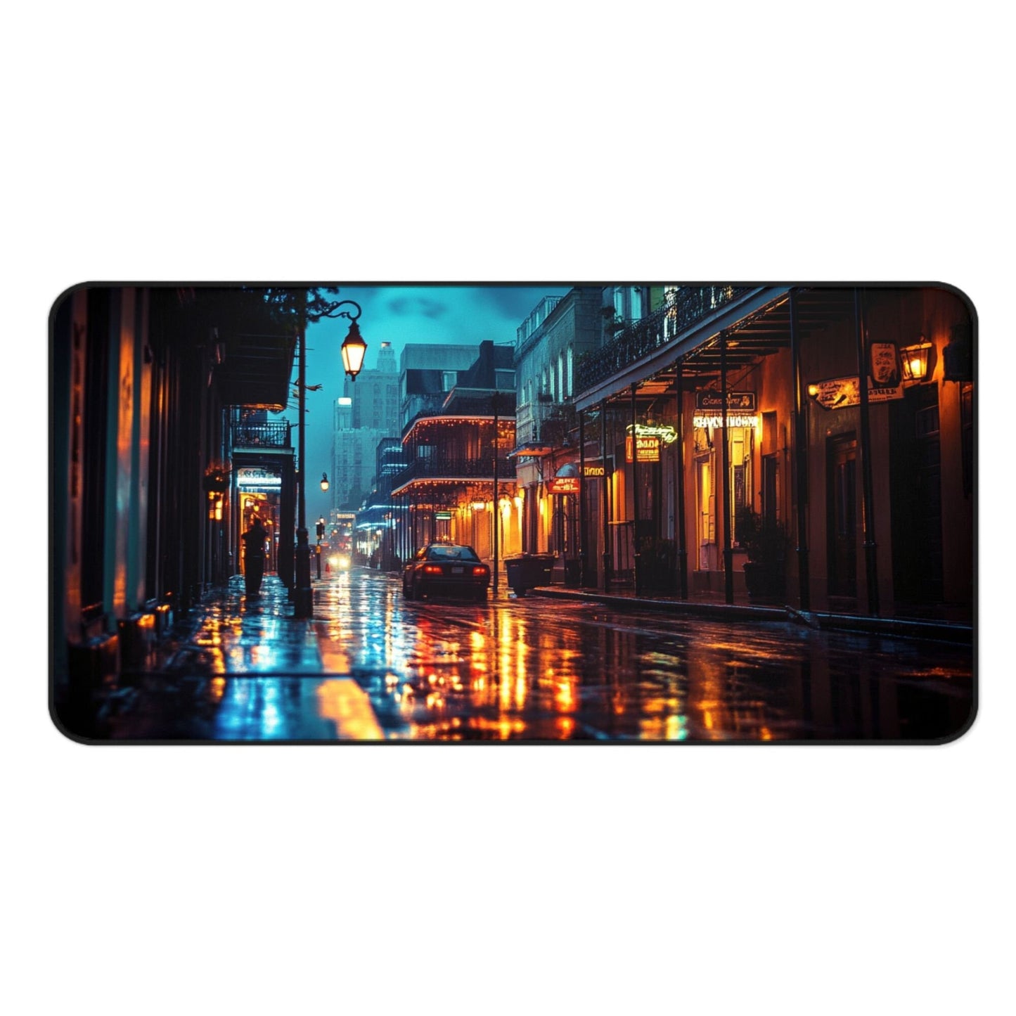 New Orleans City Art Desk Mat, French Quarter Mouse Pad, Rue Bourbon Gaming Playmat